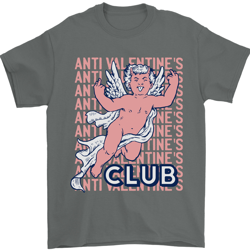 Anti Valentines Day Club Mens T-Shirt 100% Cotton Charcoal