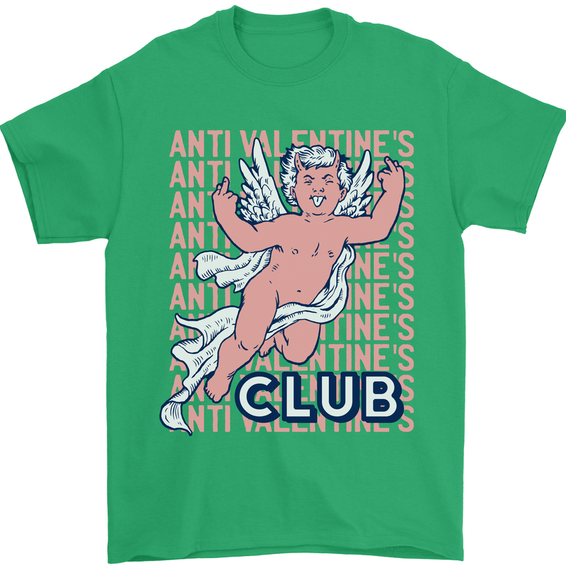 Anti Valentines Day Club Mens T-Shirt 100% Cotton Irish Green