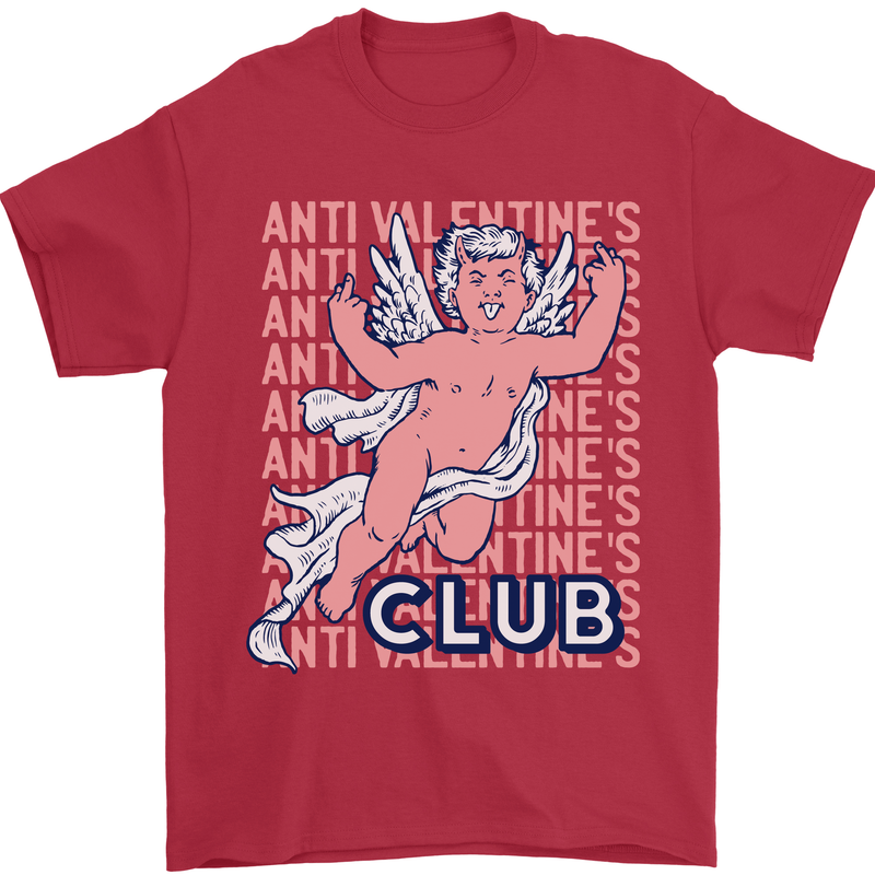 Anti Valentines Day Club Mens T-Shirt 100% Cotton Red