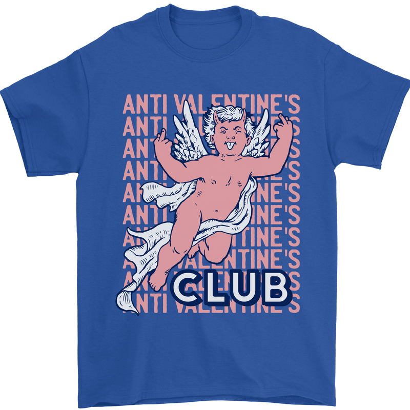 Anti Valentines Day Club Mens T-Shirt 100% Cotton Royal Blue