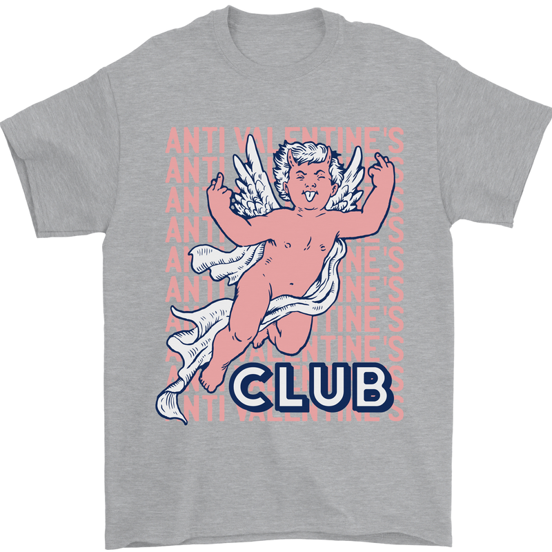 Anti Valentines Day Club Mens T-Shirt 100% Cotton Sports Grey
