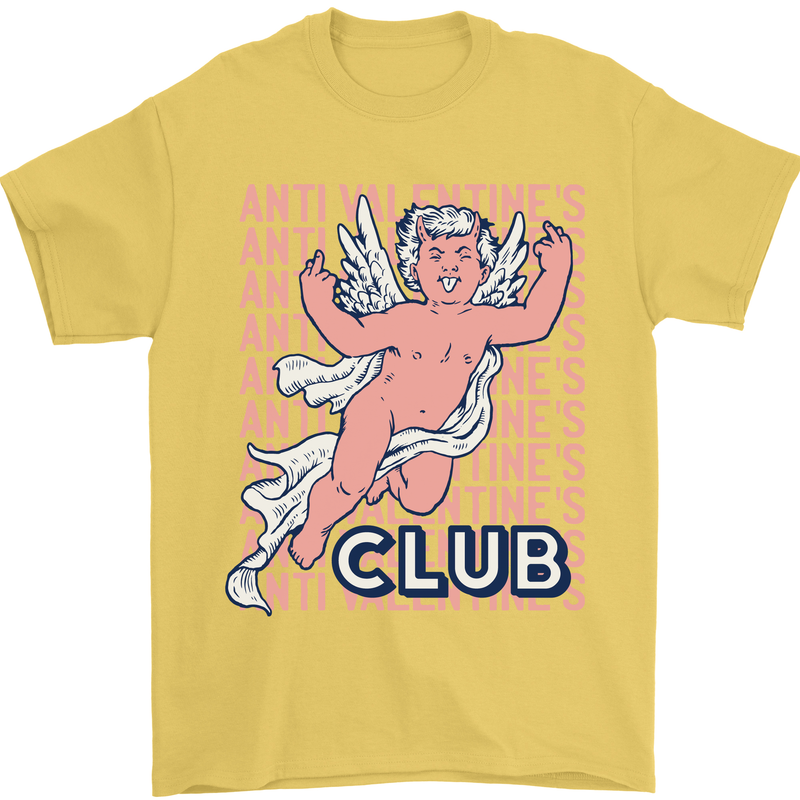 Anti Valentines Day Club Mens T-Shirt 100% Cotton Yellow
