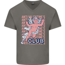 Anti Valentines Day Club Mens V-Neck Cotton T-Shirt Charcoal