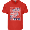 Anti Valentines Day Club Mens V-Neck Cotton T-Shirt Red