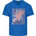 Anti Valentines Day Club Mens V-Neck Cotton T-Shirt Royal Blue