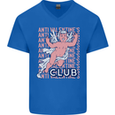Anti Valentines Day Club Mens V-Neck Cotton T-Shirt Royal Blue