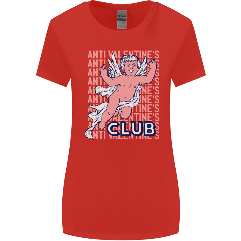 Anti Valentines Day Club Womens Wider Cut T-Shirt Red
