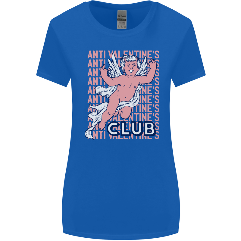 Anti Valentines Day Club Womens Wider Cut T-Shirt Royal Blue