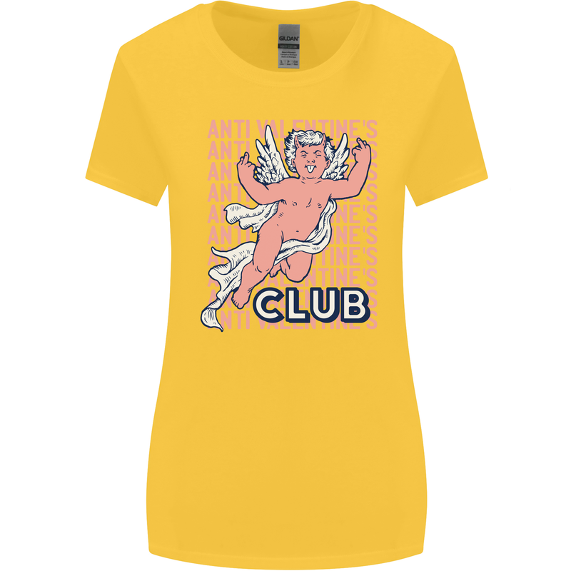 Anti Valentines Day Club Womens Wider Cut T-Shirt Yellow