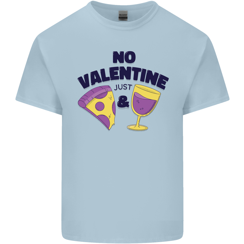 Anti Valentines Day Just Pizza & Wine Kids T-Shirt Childrens Light Blue