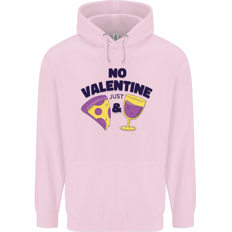 Anti Valentines Day Just Pizza & Wine Mens 80% Cotton Hoodie Light Pink
