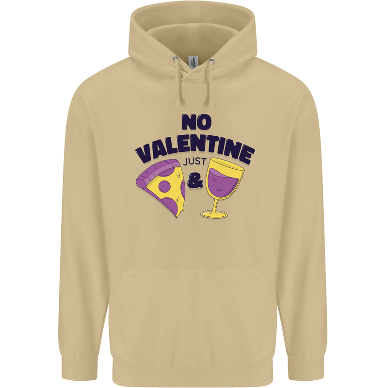 Anti Valentines Day Just Pizza & Wine Mens 80% Cotton Hoodie Sand