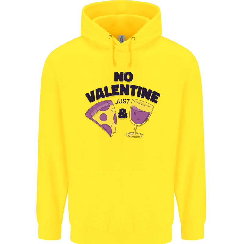 Anti Valentines Day Just Pizza & Wine Mens 80% Cotton Hoodie Yellow