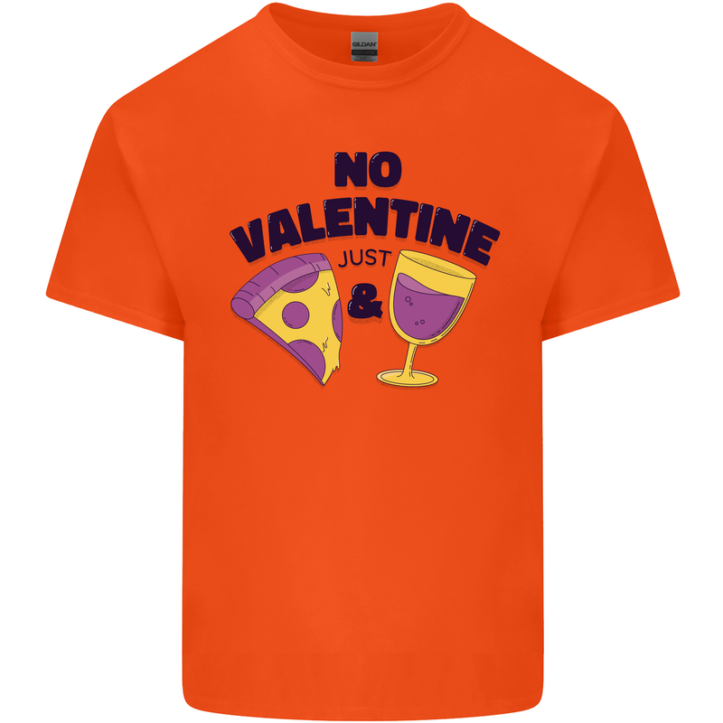 Anti Valentines Day Just Pizza & Wine Mens Cotton T-Shirt Tee Top Orange