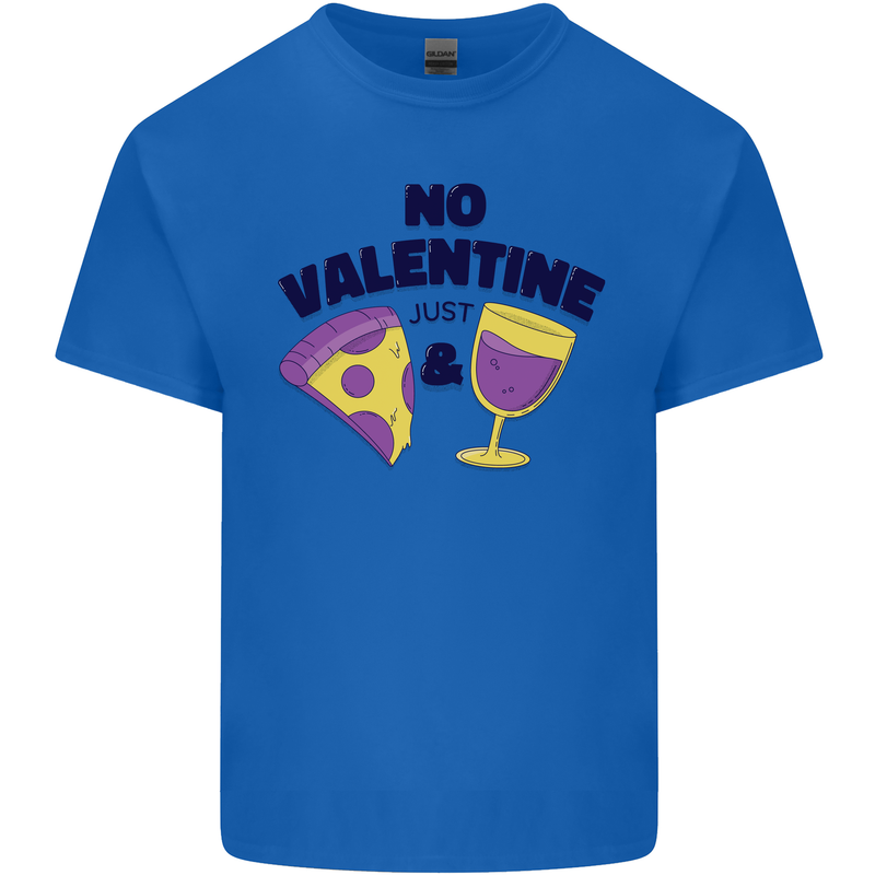 Anti Valentines Day Just Pizza & Wine Mens Cotton T-Shirt Tee Top Royal Blue