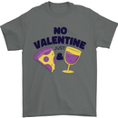 Anti Valentines Day Just Pizza & Wine Mens T-Shirt 100% Cotton Charcoal