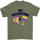 Anti Valentines Day Just Pizza & Wine Mens T-Shirt 100% Cotton Military Green