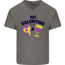 Anti Valentines Day Just Pizza & Wine Mens V-Neck Cotton T-Shirt Charcoal