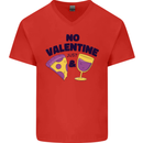 Anti Valentines Day Just Pizza & Wine Mens V-Neck Cotton T-Shirt Red
