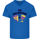 Anti Valentines Day Just Pizza & Wine Mens V-Neck Cotton T-Shirt Royal Blue