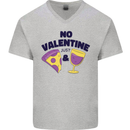 Anti Valentines Day Just Pizza & Wine Mens V-Neck Cotton T-Shirt Sports Grey
