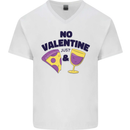 Anti Valentines Day Just Pizza & Wine Mens V-Neck Cotton T-Shirt White