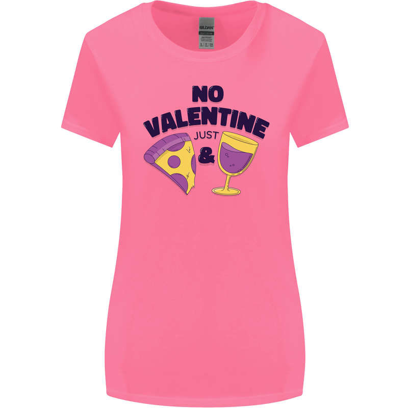 Anti Valentines Day Just Pizza & Wine Womens Wider Cut T-Shirt Azalea