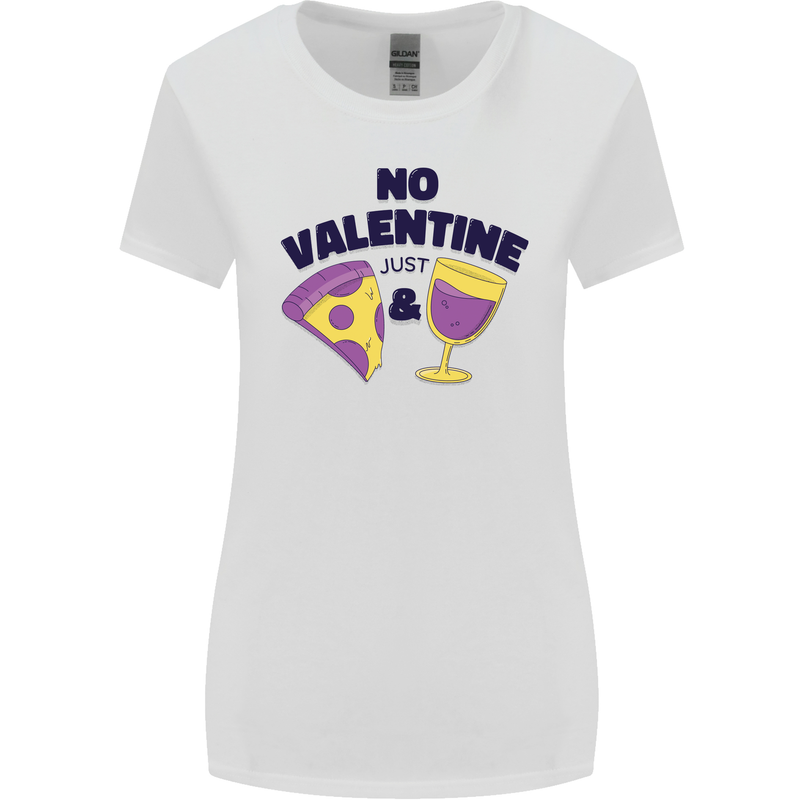 Anti Valentines Day Just Pizza & Wine Womens Wider Cut T-Shirt White