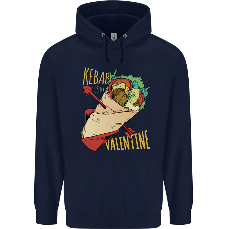 Anti Valentines Day Singles Day Kebab Childrens Kids Hoodie Navy Blue