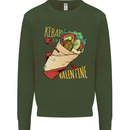 Anti Valentines Day Singles Day Kebab Kids Sweatshirt Jumper Forest Green