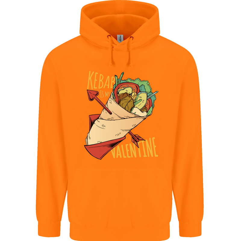 Anti Valentines Day Singles Day Kebab Mens 80% Cotton Hoodie Orange