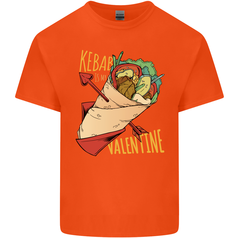 Anti Valentines Day Singles Day Kebab Mens Cotton T-Shirt Tee Top Orange