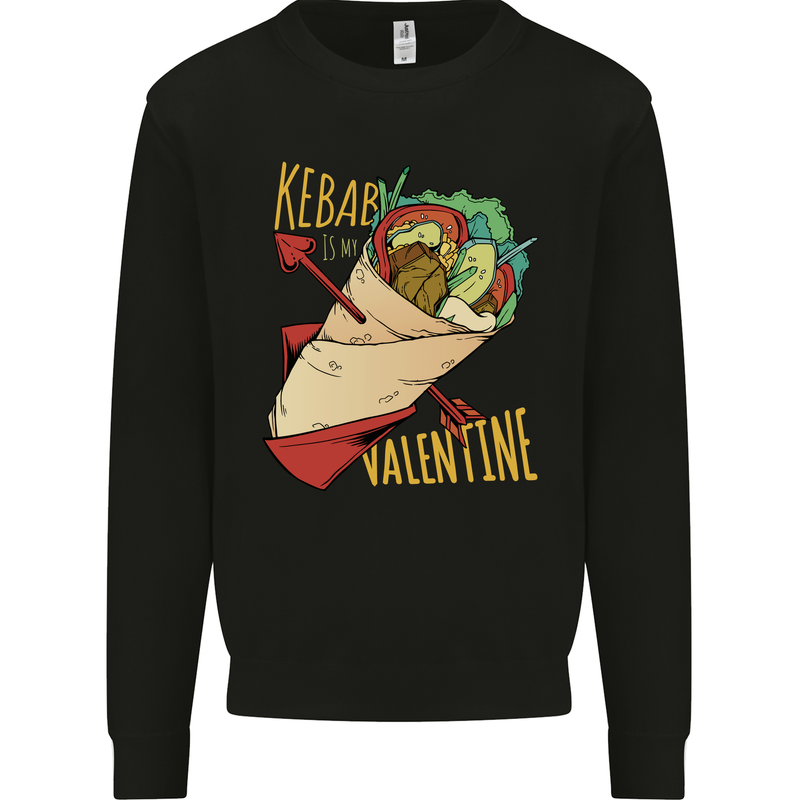 Anti Valentines Day Singles Day Kebab Mens Sweatshirt Jumper Black