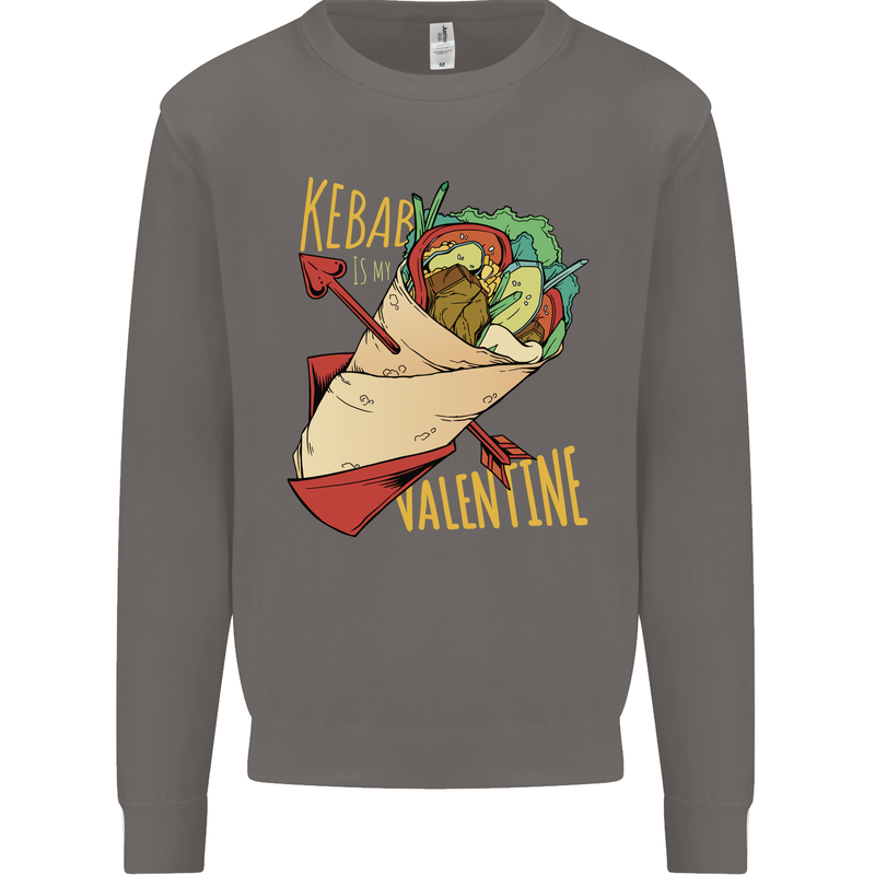 Anti Valentines Day Singles Day Kebab Mens Sweatshirt Jumper Charcoal