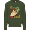 Anti Valentines Day Singles Day Kebab Mens Sweatshirt Jumper Forest Green