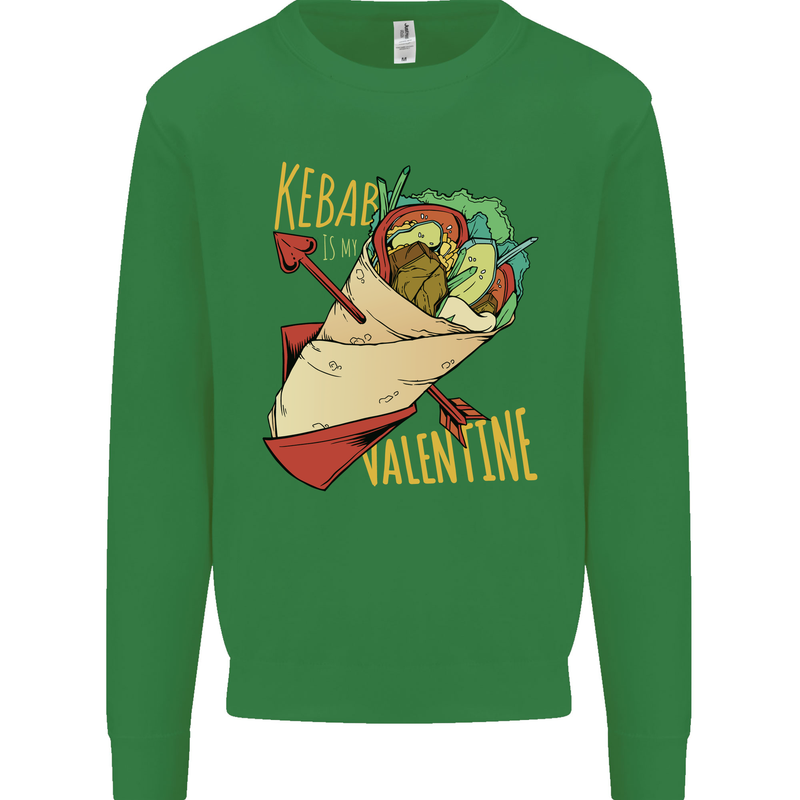 Anti Valentines Day Singles Day Kebab Mens Sweatshirt Jumper Irish Green