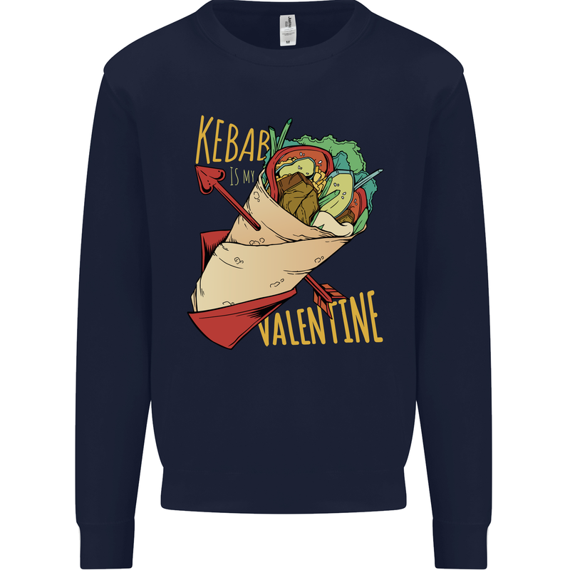 Anti Valentines Day Singles Day Kebab Mens Sweatshirt Jumper Navy Blue