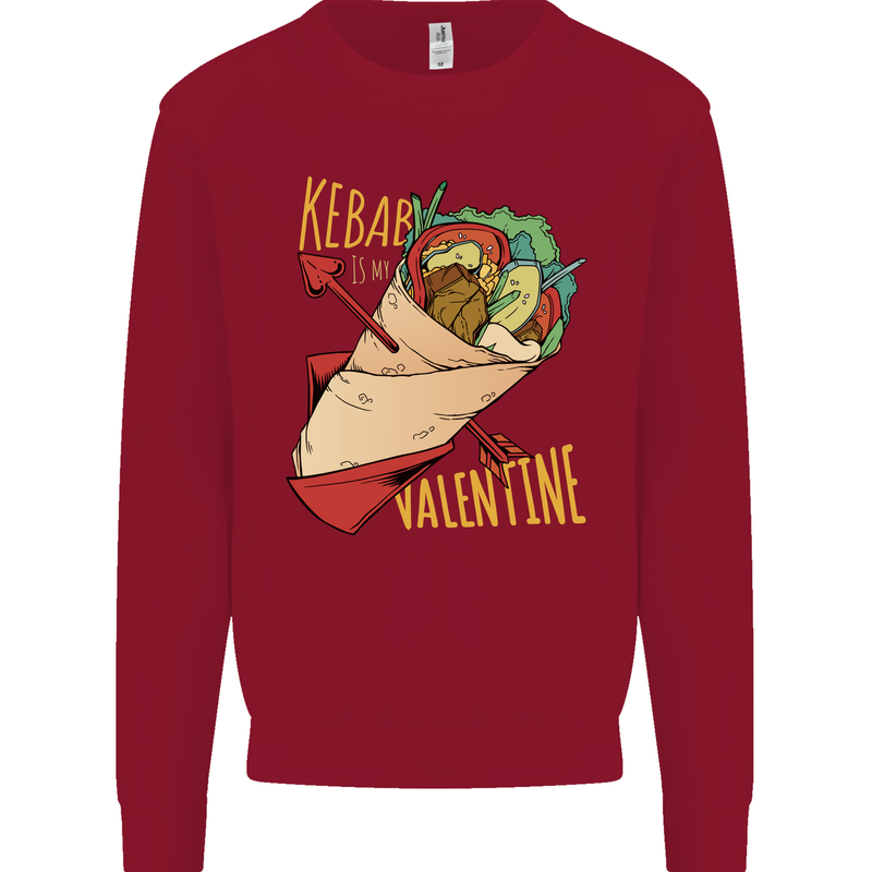 Anti Valentines Day Singles Day Kebab Mens Sweatshirt Jumper Red