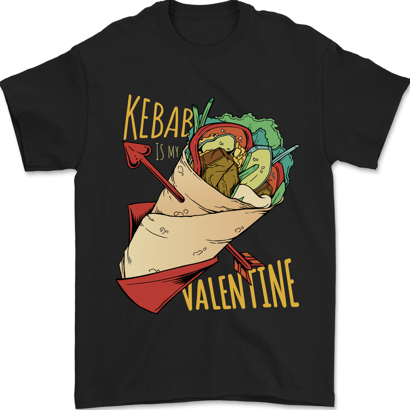 Anti Valentines Day Singles Day Kebab Mens T-Shirt 100% Cotton Black