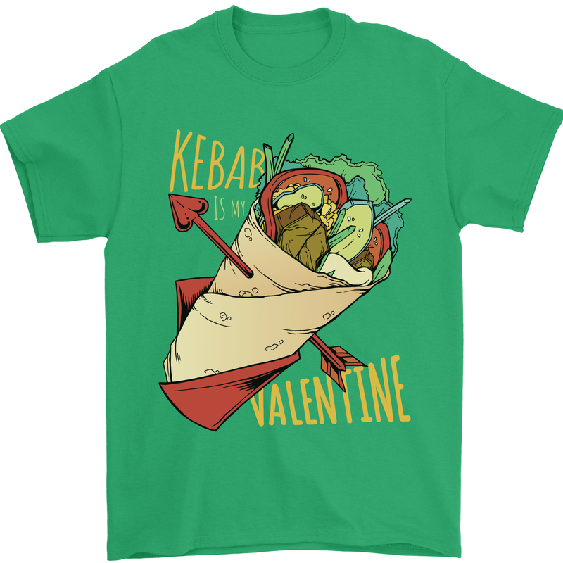 Anti Valentines Day Singles Day Kebab Mens T-Shirt 100% Cotton Irish Green