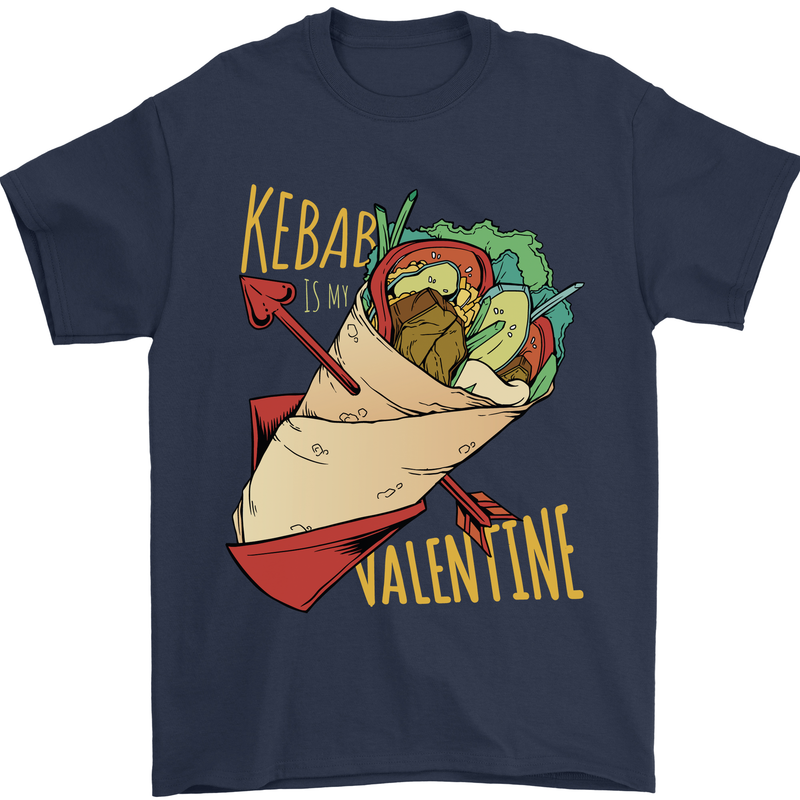 Anti Valentines Day Singles Day Kebab Mens T-Shirt 100% Cotton Navy Blue