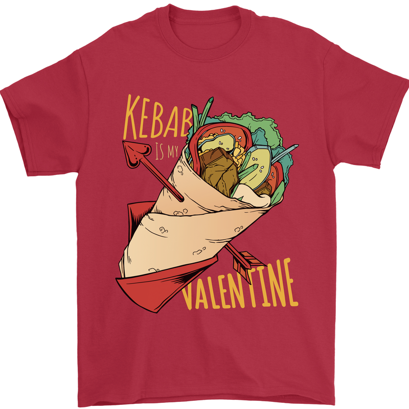 Anti Valentines Day Singles Day Kebab Mens T-Shirt 100% Cotton Red