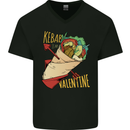 Anti Valentines Day Singles Day Kebab Mens V-Neck Cotton T-Shirt Black