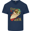 Anti Valentines Day Singles Day Kebab Mens V-Neck Cotton T-Shirt Navy Blue