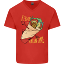 Anti Valentines Day Singles Day Kebab Mens V-Neck Cotton T-Shirt Red