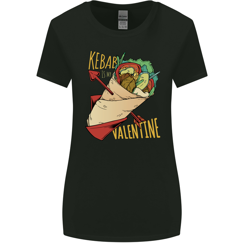 Anti Valentines Day Singles Day Kebab Womens Wider Cut T-Shirt Black