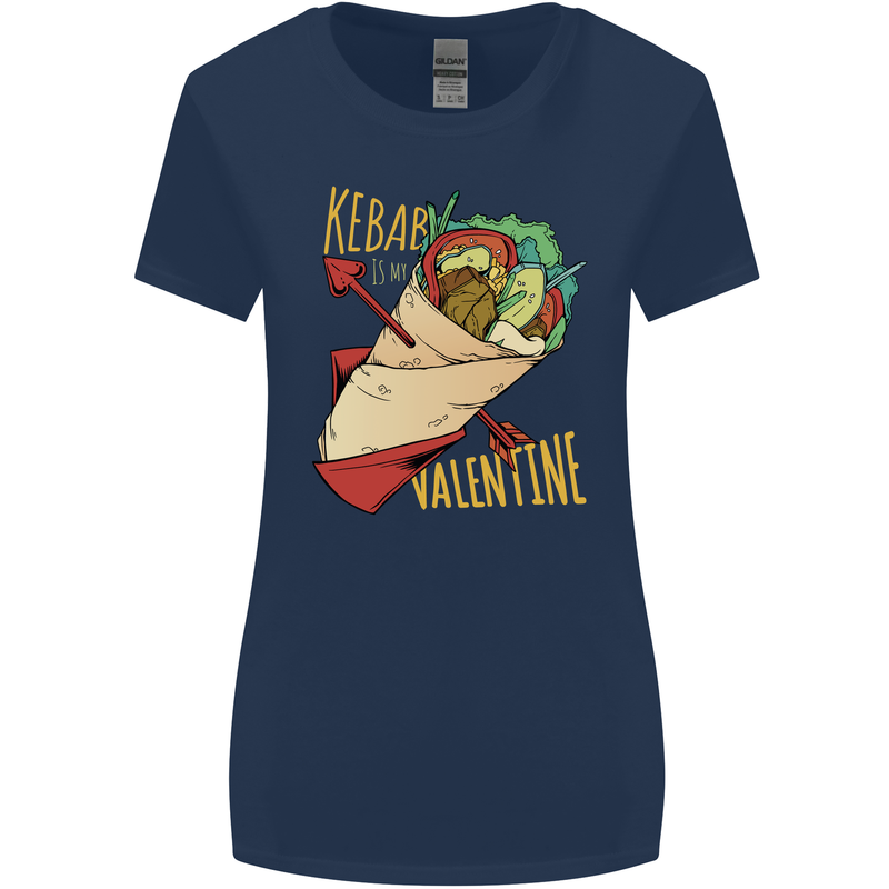 Anti Valentines Day Singles Day Kebab Womens Wider Cut T-Shirt Navy Blue