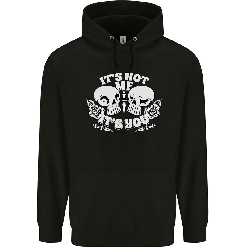 Anti Valentines Singles Day Skull Its Not Me Childrens Kids Hoodie Black