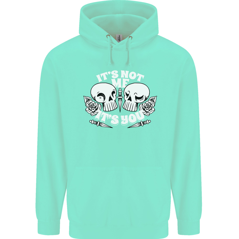 Anti Valentines Singles Day Skull Its Not Me Childrens Kids Hoodie Peppermint
