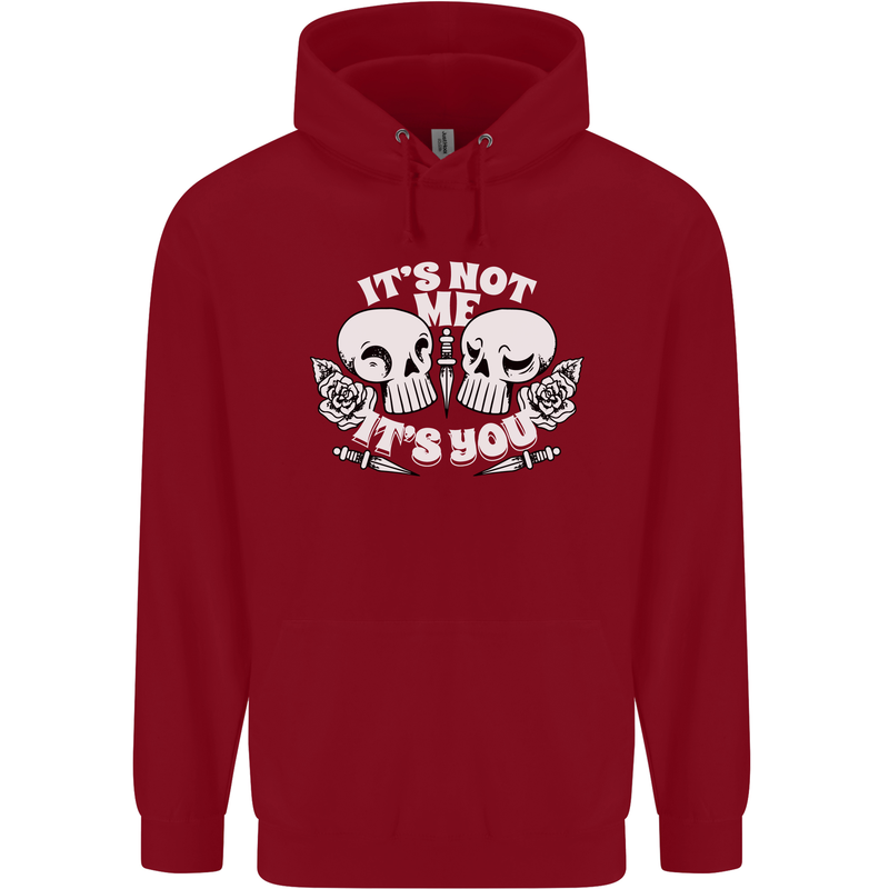 Anti Valentines Singles Day Skull Its Not Me Childrens Kids Hoodie Red